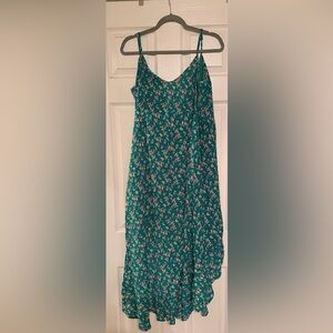 Lulu's Teal Floral Midi wrap Dress